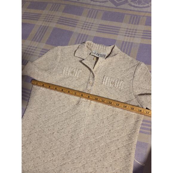 Vintage 70's Leslie Fay LF Petite Tan Short Sleeve Dress 12 Button 60s 80s - Picture 9 of 13